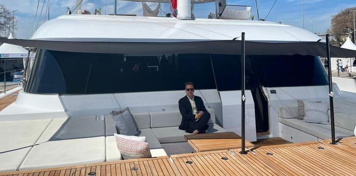 Broker Ben onboard YOLO at the MYBA Yacht Show