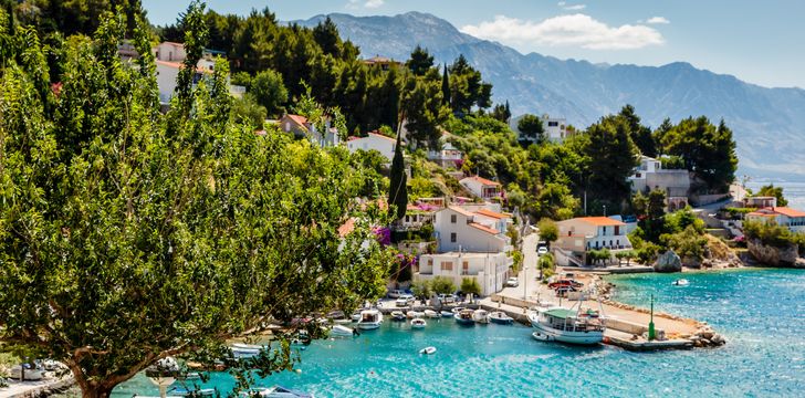 Pretty Port near Split in Croatia,Gulet Yacht Charter Vacation