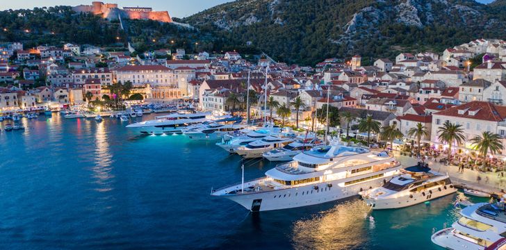 Motor Yachts in Port in Croatia