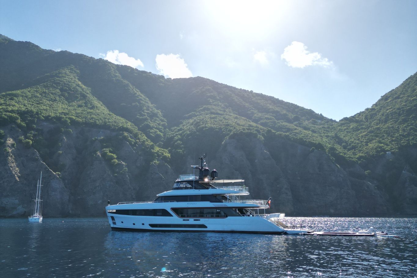 Luxury Crewed Motor Yacht,KOJU,Anchored at Saba Island