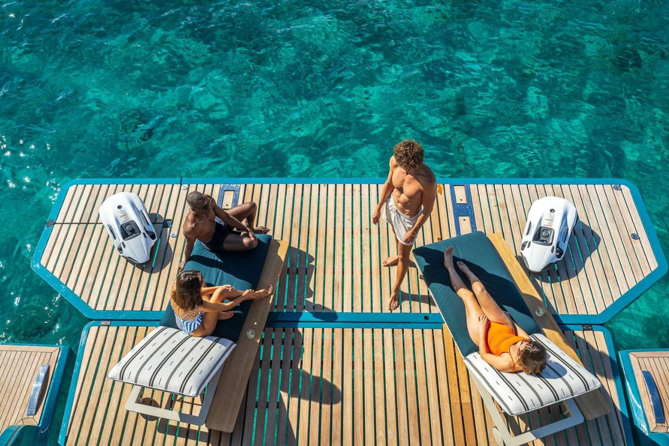 Afternoon Sun Bathing in the Exumas on a Luxury Crewed Catamaran