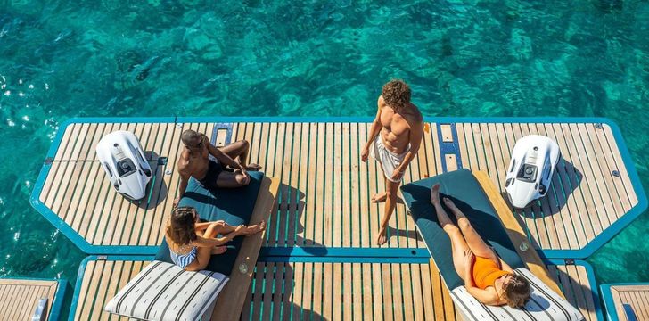Afternoon Sun Bathing in the Exumas on a Luxury Crewed Catamaran