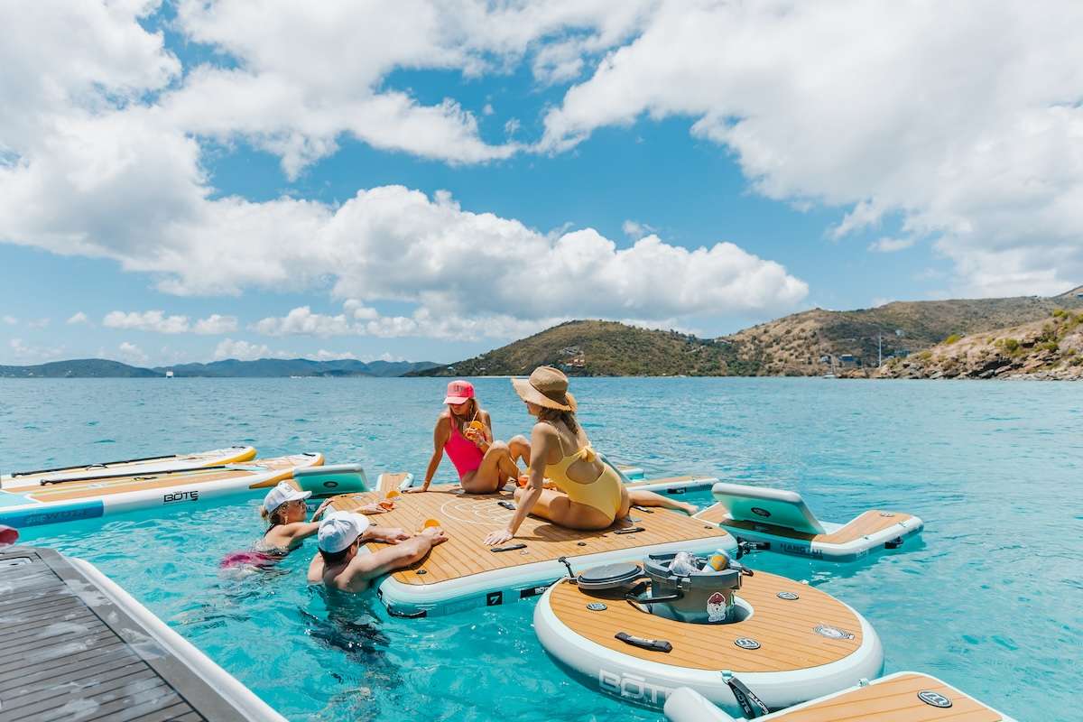 Relaxing on a floating mat in the Grenadines