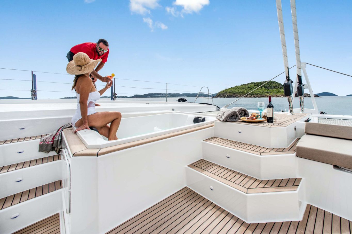 Private Jacuzzis on a catamaran