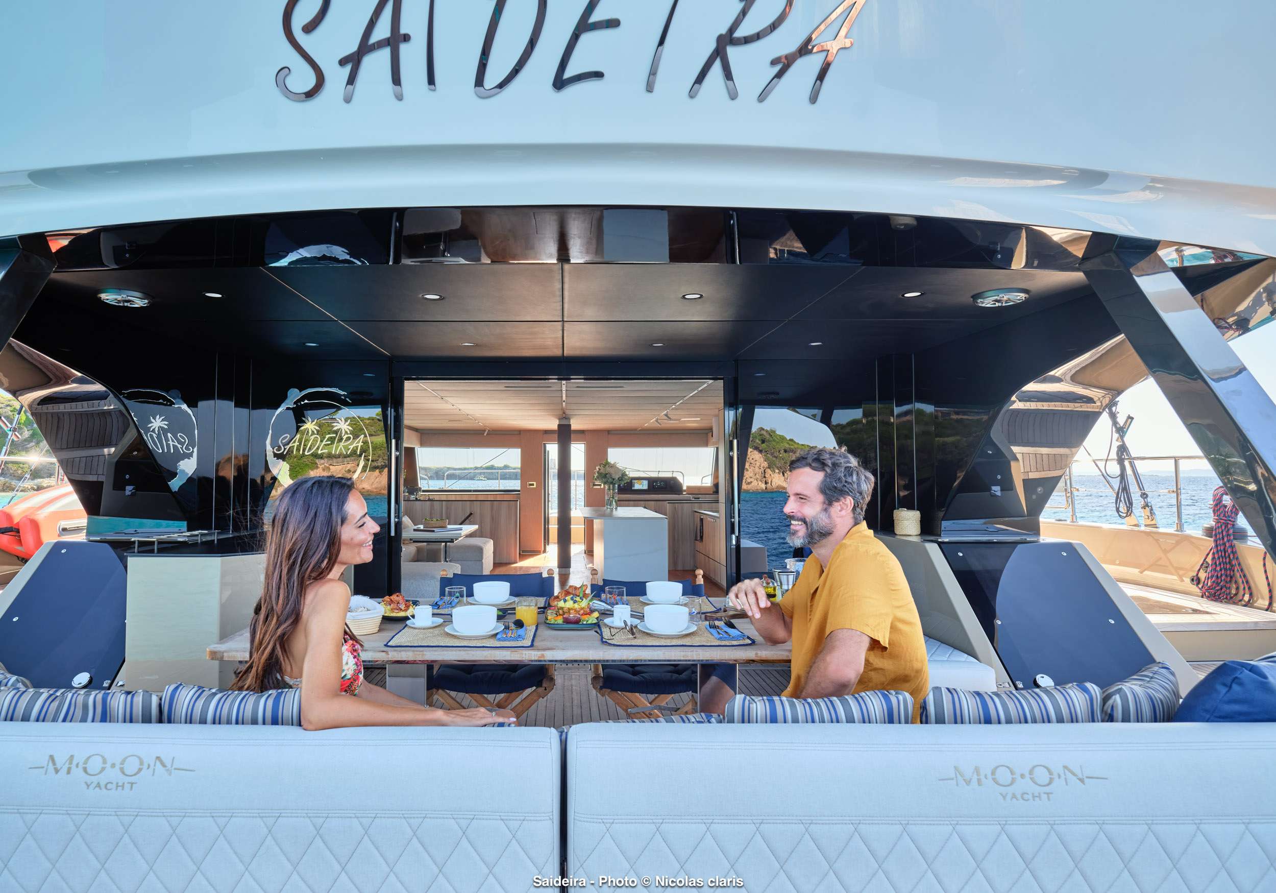Aft Deck Dining on Charter
