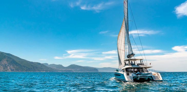 Crewed Catamaran sailing down the Amalfi Coast