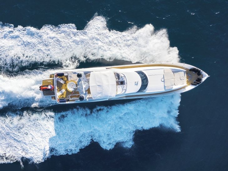 BABY I Sunseeker 105 - aerial shot cruising BABY I Sunseeker 105 - aerial shot cruising
