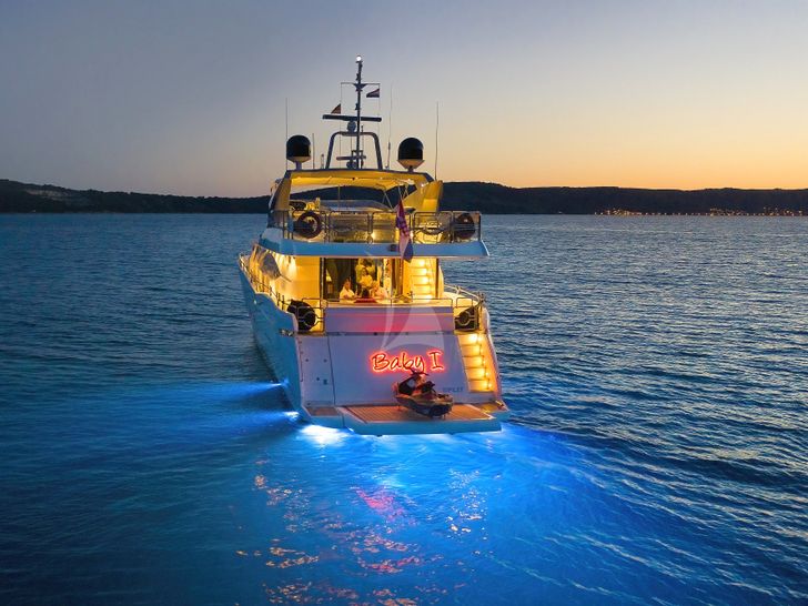 BABY I Sunseeker 105 - at night aft view BABY I Sunseeker 105 - at night aft view