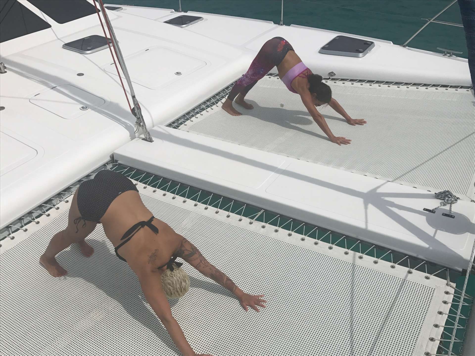 Morning exercise on the trampolines