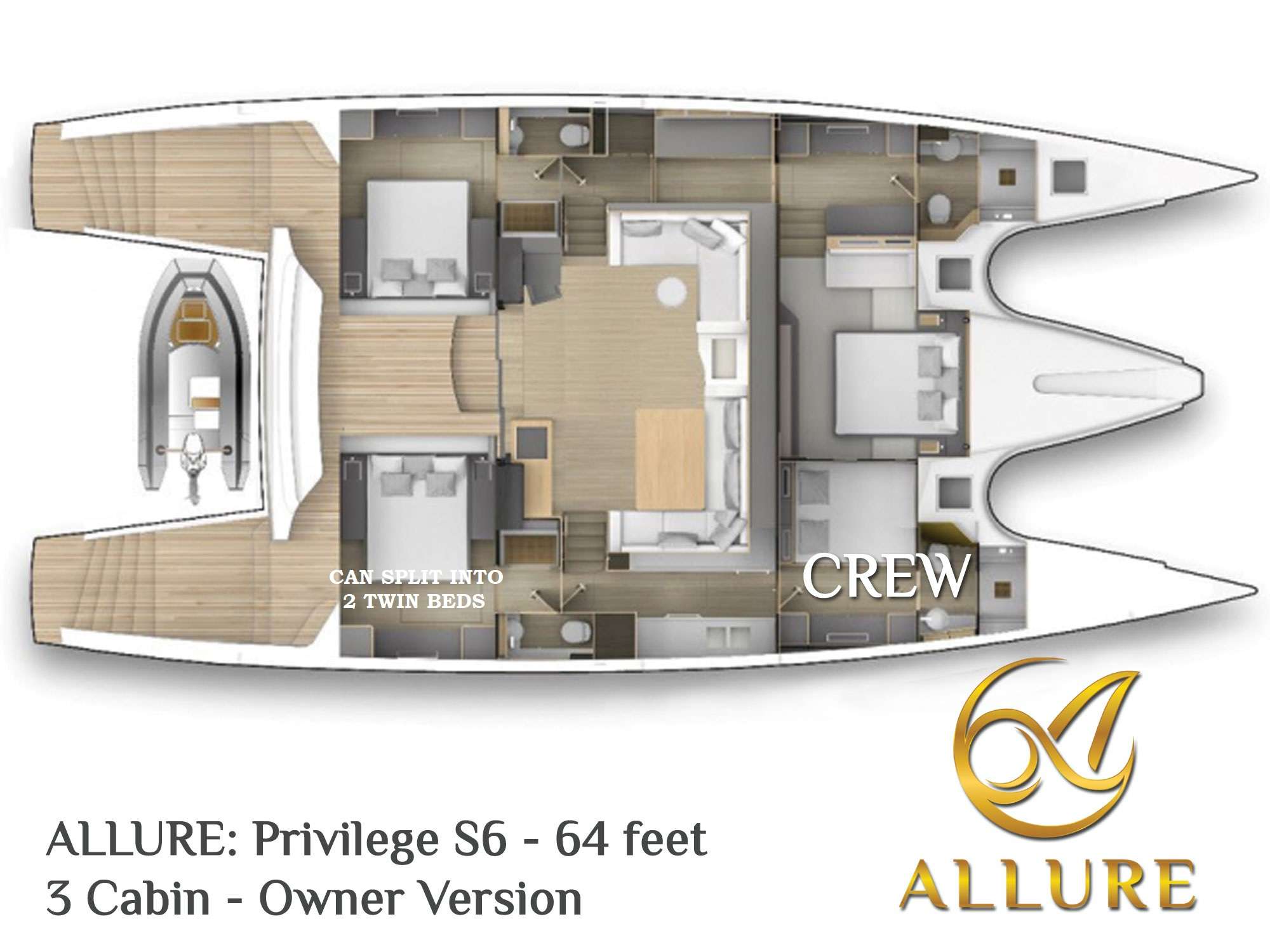 Crewed Catamaran ALLURE 64- Privilege S6 - 3 Cabins - St Martin - St ...