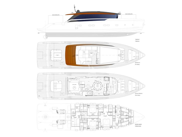 Sp92 Layout Luxury Crewed Motor Yacht FORZA QUIETA - Sanlorenzo SP92 - 4 Cabins ...