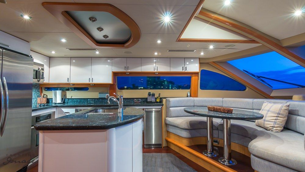 Miami Day Charter Yacht CHIP Lazzara 84 Galley Dining Area