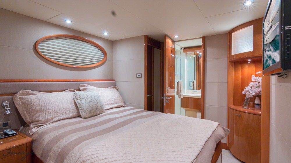 Miami Day Charter Yacht CHIP Lazzara 84 Guest Cabin