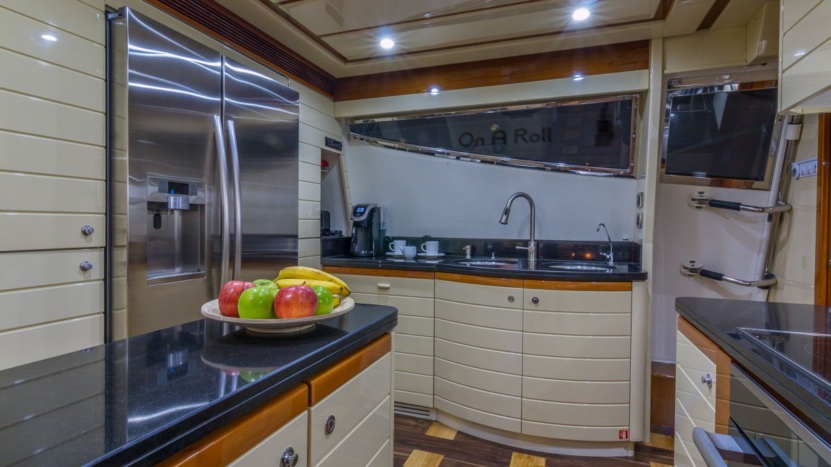 Miami Day Charter Yacht CINQUE MARE Ferretti 88 Galley