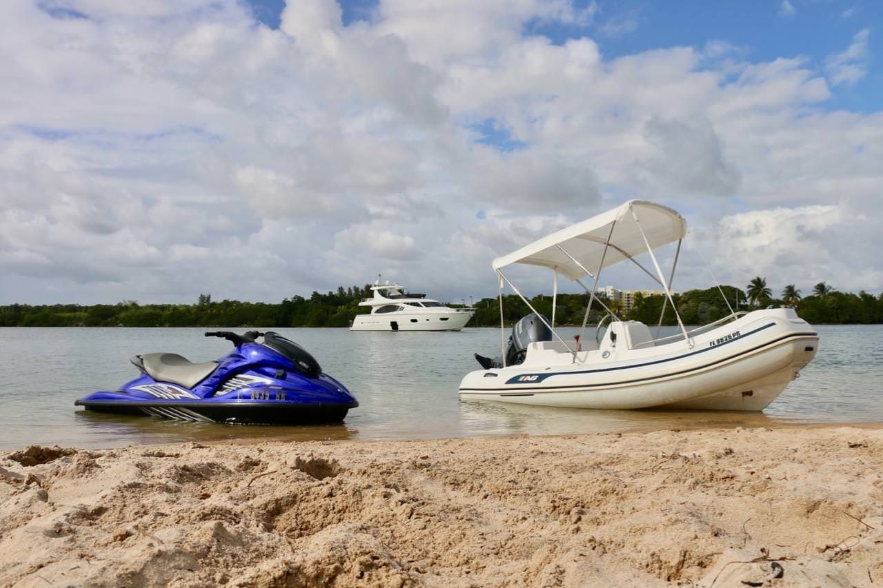Miami Day Charter Yacht DR NO Ferretti 75 Dinghy + Waverunner