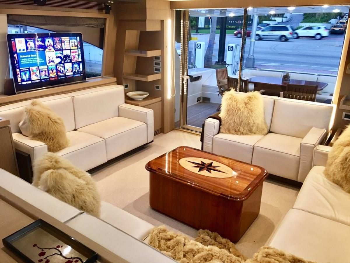 Miami Day Charter Yacht DR NO Ferretti 75 Salon