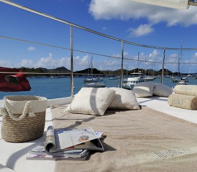 DRUMBEAT Alloy 53m Luxury Sailing Yacht Bridge Deck Sunbathing Area