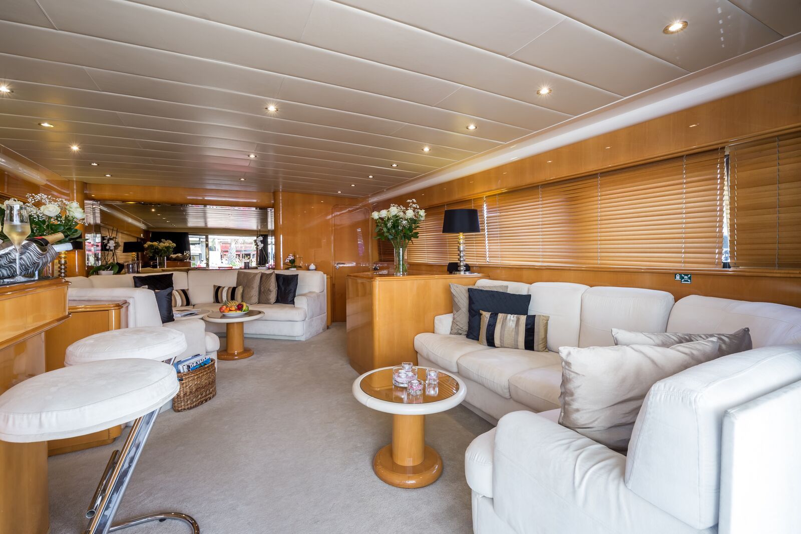 INDULGENCE OF POOLE Mangusta 86 Luxury Superyacht Saloon