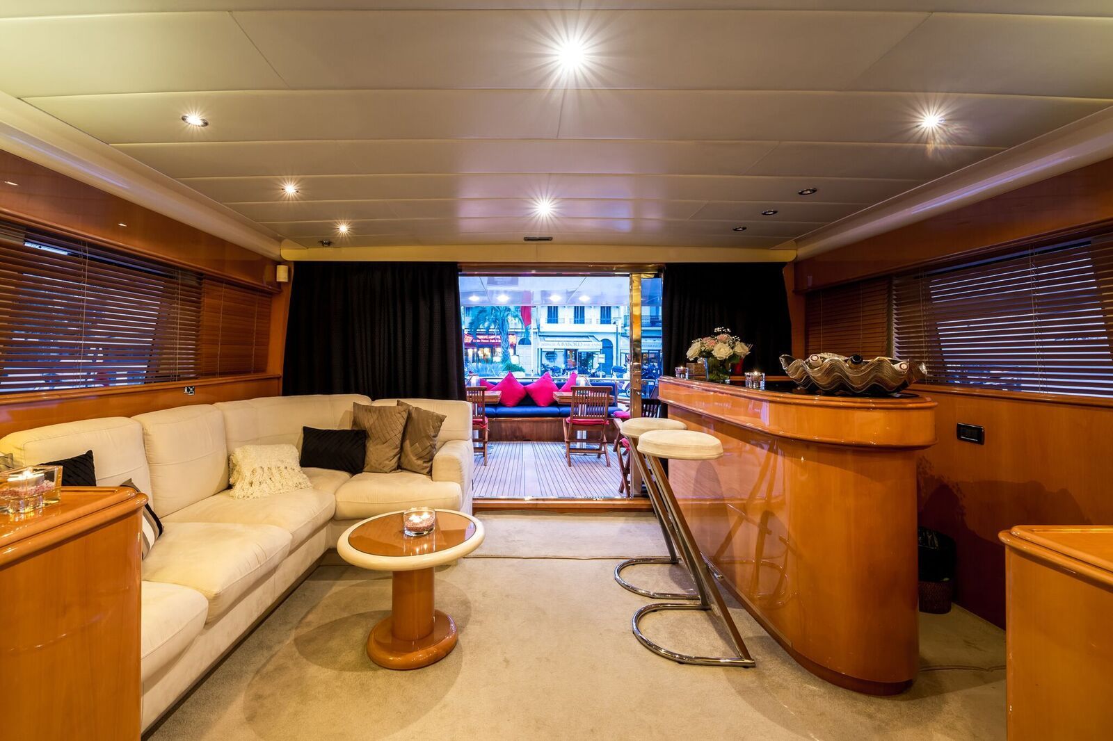 INDULGENCE OF POOLE Mangusta 86 Luxury Superyacht Saloon