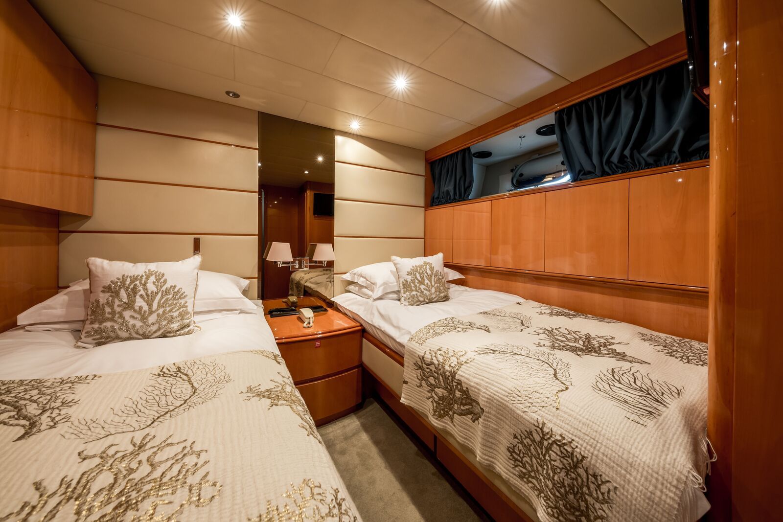 INDULGENCE OF POOLE Mangusta 86 Luxury Superyacht Twin Cabin