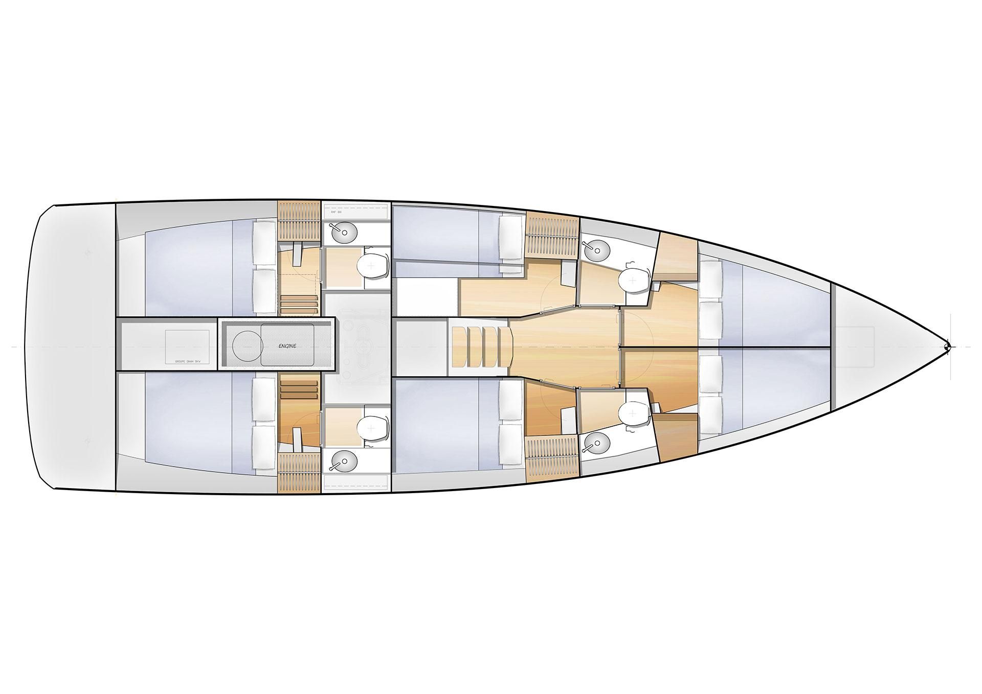 Jeanneau Sun Odyssey 46.1 Layout