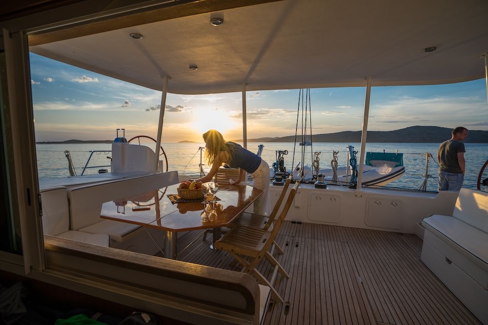 aft deck at sunset