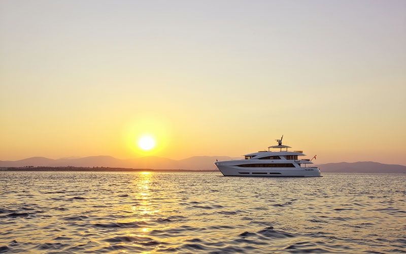 QUARANTA Curvelle 34m Luxury Superyacht Sunset Sailing