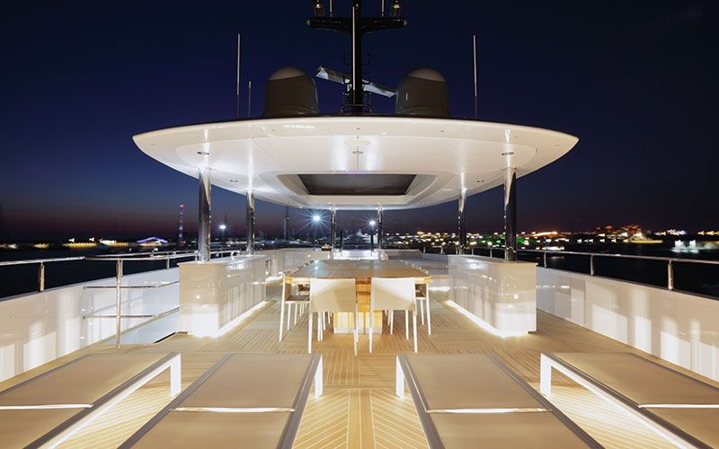 QUARANTA Curvelle 34m Luxury Superyacht Night Lights