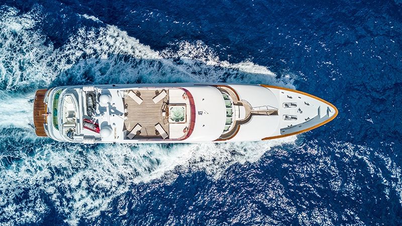 RELENTLESS Trinity 145 Luxury Superyacht Aerial View