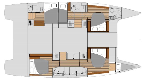 Saona 47ft - Layout 5 cabins