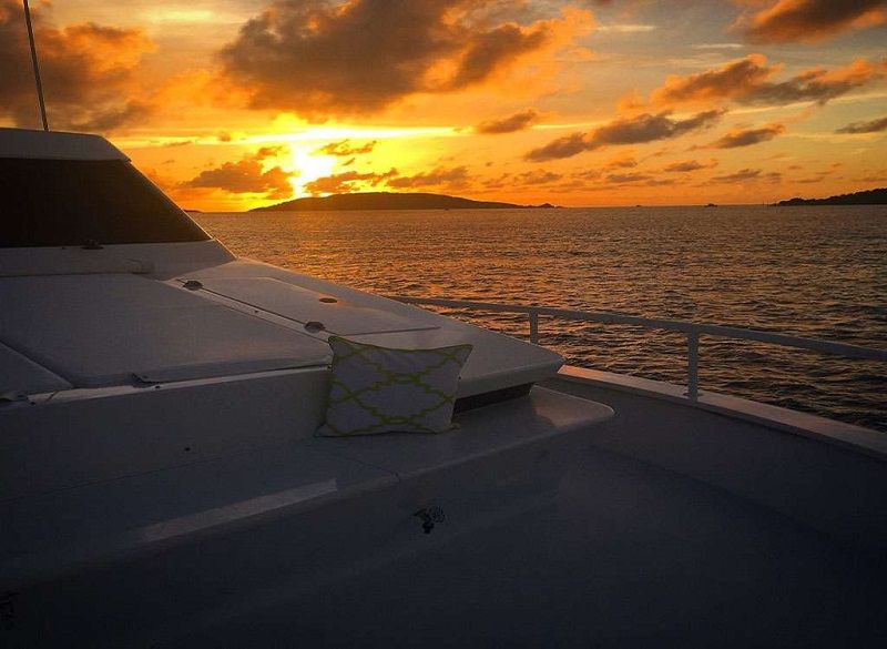 sun pad on the fore deck