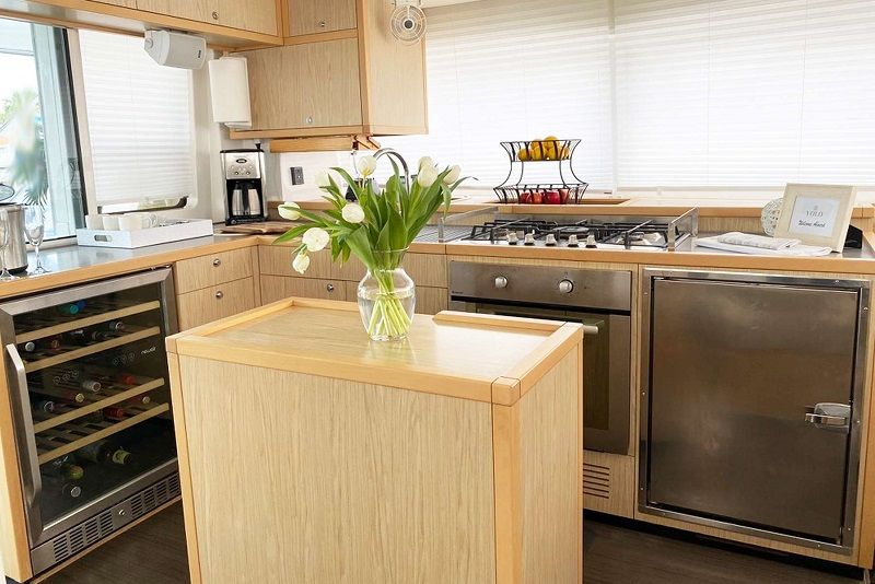 galley with wine cooler