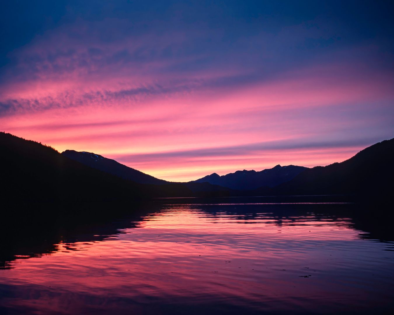 alaskan sunset viewed from boat