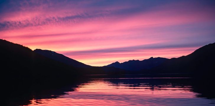 alaskan sunset viewed from boat