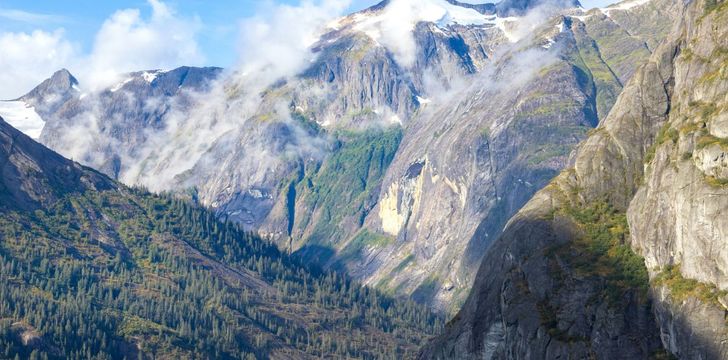 waterway through alaskan mountains