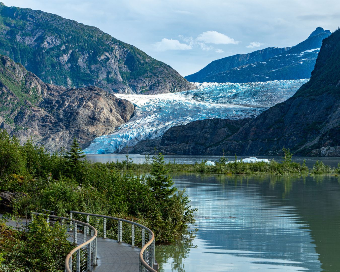 views of mendenhall glacier in alaska