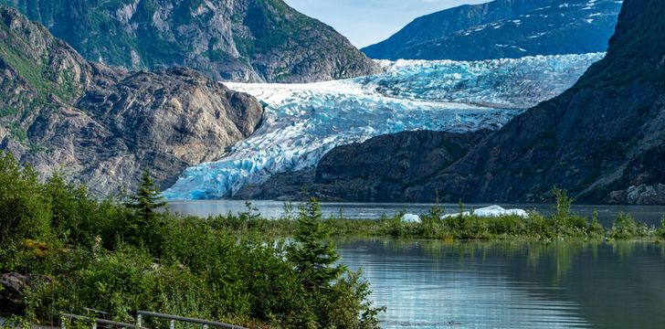 views of mendenhall glacier in alaska