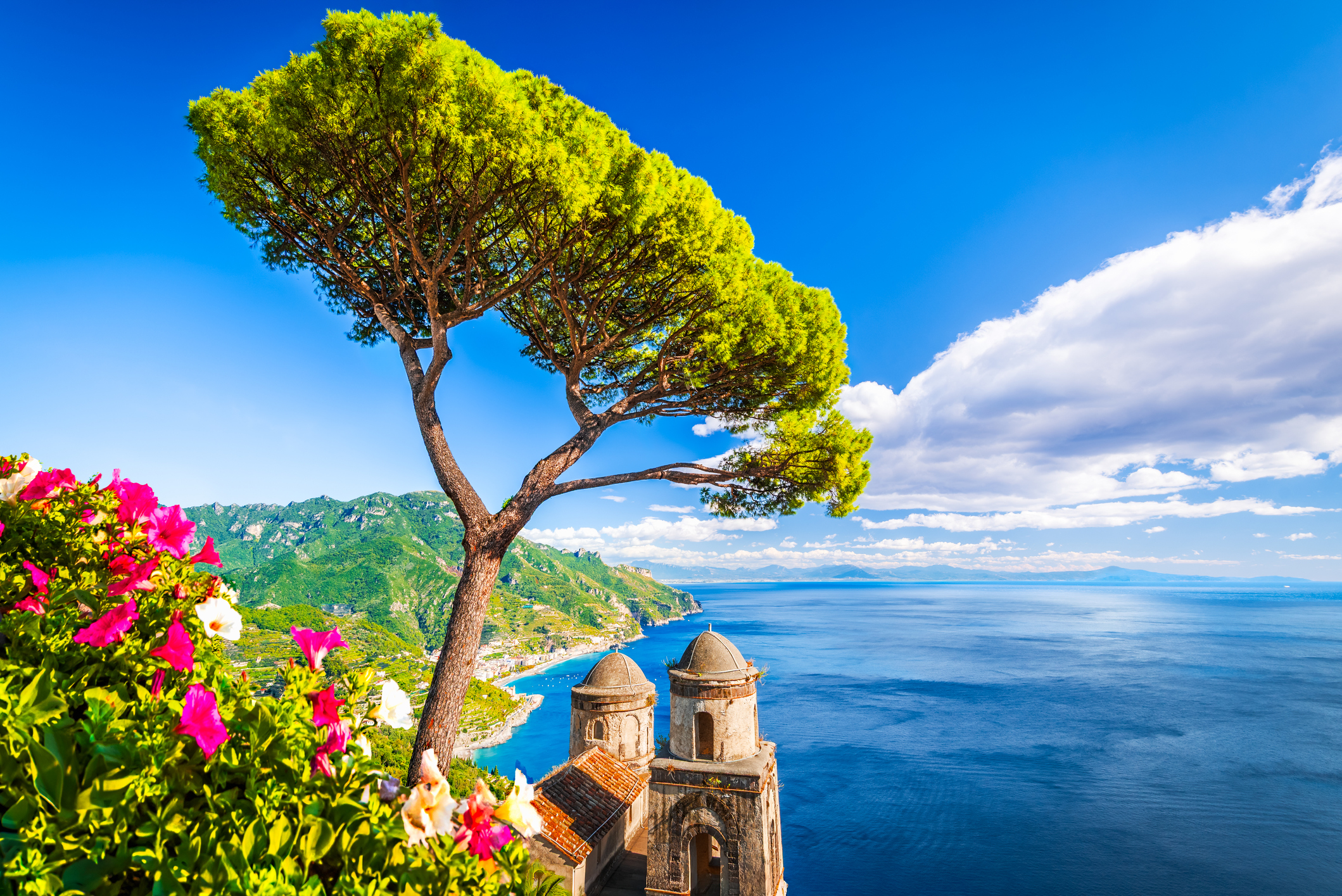 serene view of the amalfi coast during a motor yacht or catamaran charter