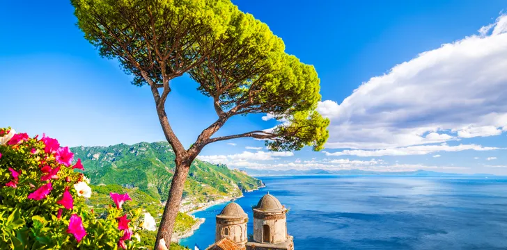 serene view of the amalfi coast during a motor yacht or catamaran charter