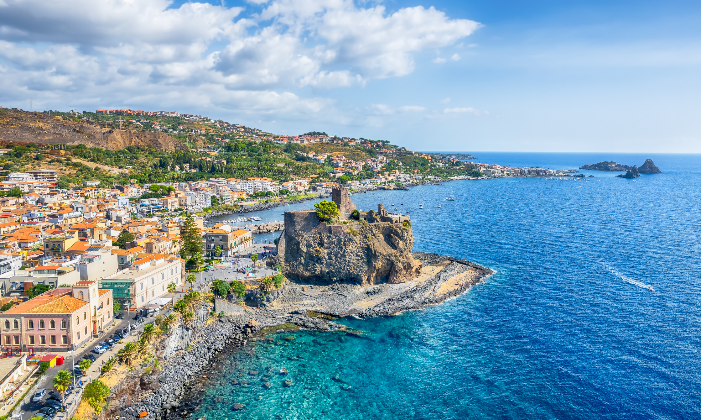 peaceful view of sicily and the aeolian islands with the best view seen from a yacht's deck