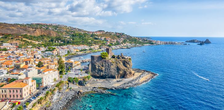 peaceful view of sicily and the aeolian islands with the best view seen from a yacht's deck