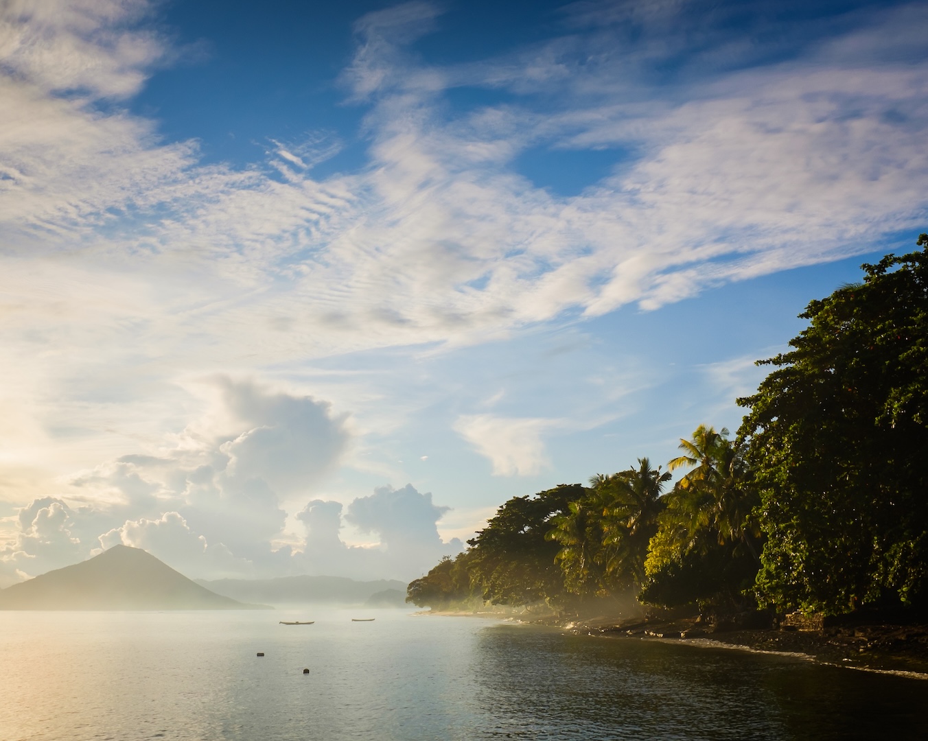 gunung api in background of banda islands