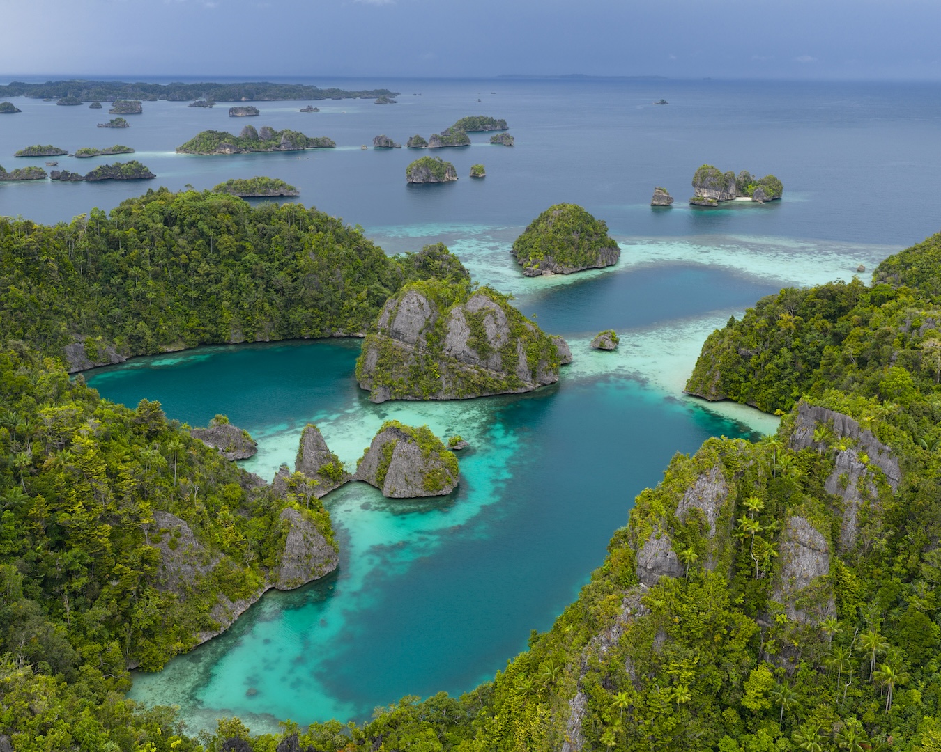 aerial shot of misool,indonesia islands